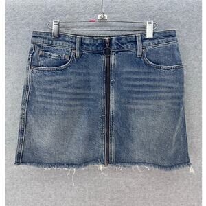 Free People We The Free Women's sz 29 Denim Mini Skirt Full Zip Y2K Style Fringe